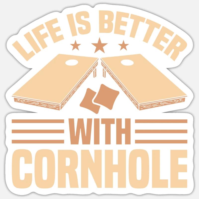 Cornhole Das leben ist besser Sticker Größe S (10 x 10 cm)