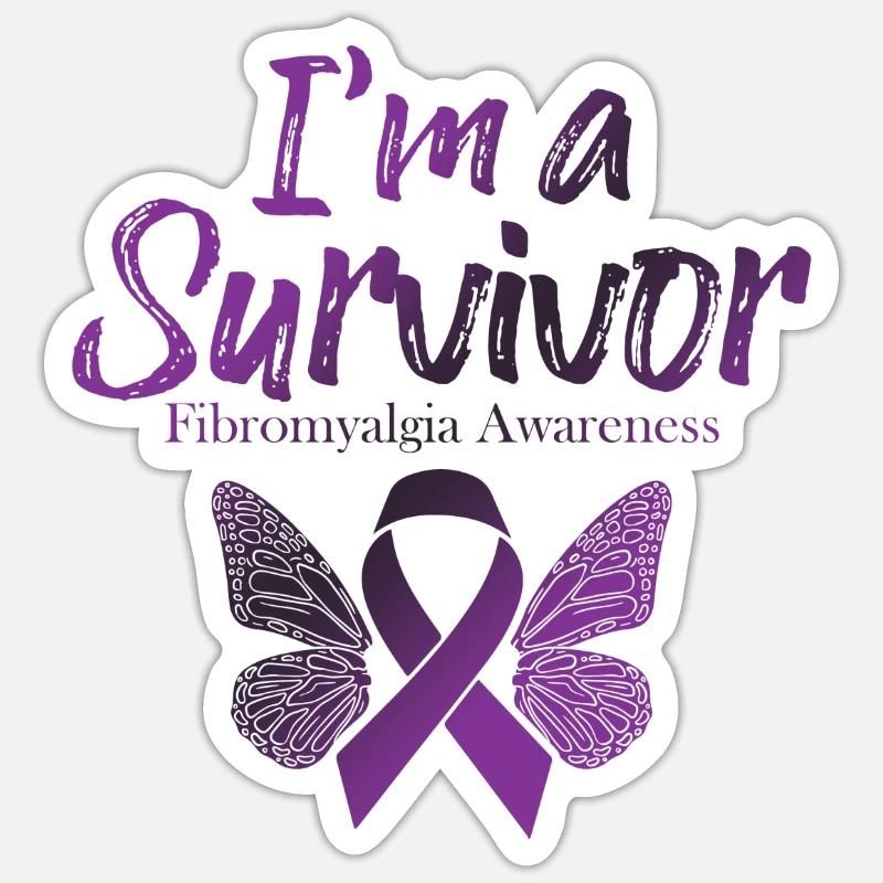 Ich Bin Ein Überlebender Fibromyalgie-bewusstsein - Sticker Größe S (10 x 10 cm) - Mattweiß