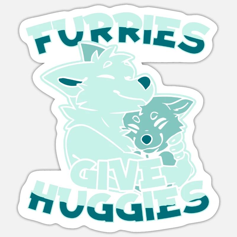 Furry Fandom Fursuits Hug - Sticker size S (10 x 10 cm) - white matte