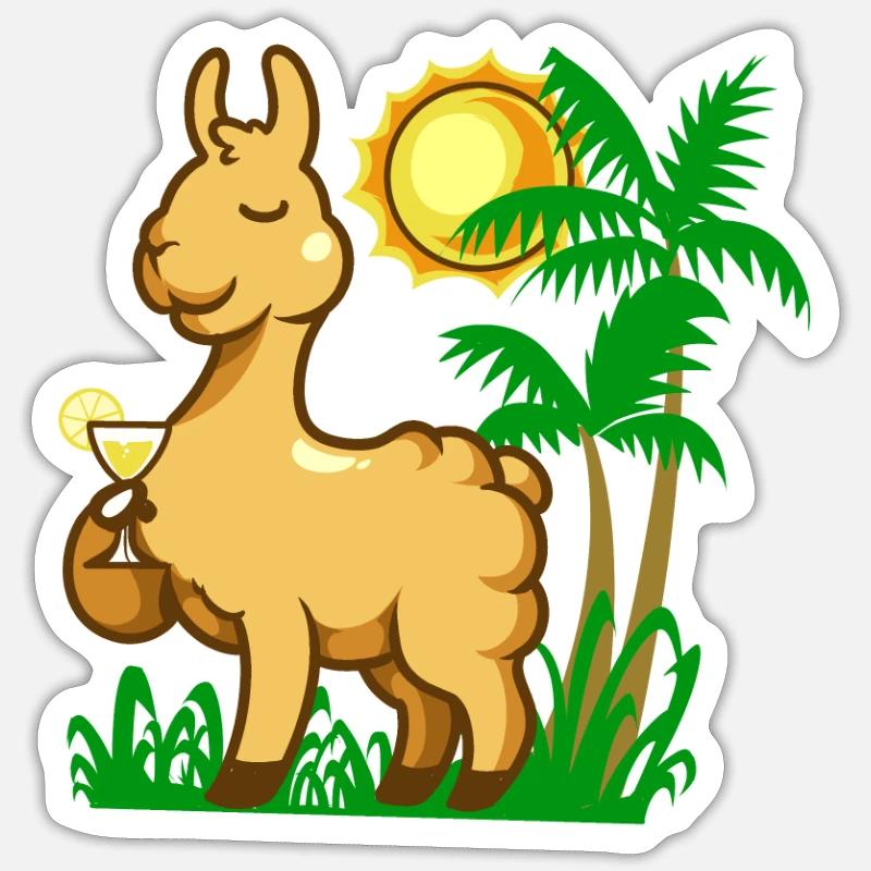 Comic Lama genießt einen Cocktail Sticker Größe S (10 x 10 cm)