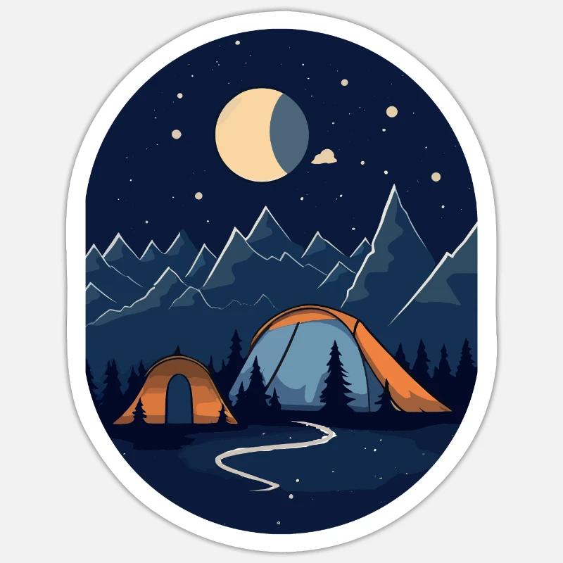 Solitude paisible - camping dans un style moderne - Sticker taille S (10 x 10 cm) - blanc mat