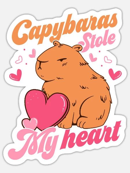 Capybaras Stole My Heart Capybara Animal Lover - Sticker Größe S (10 x 10 cm) - Mattweiß