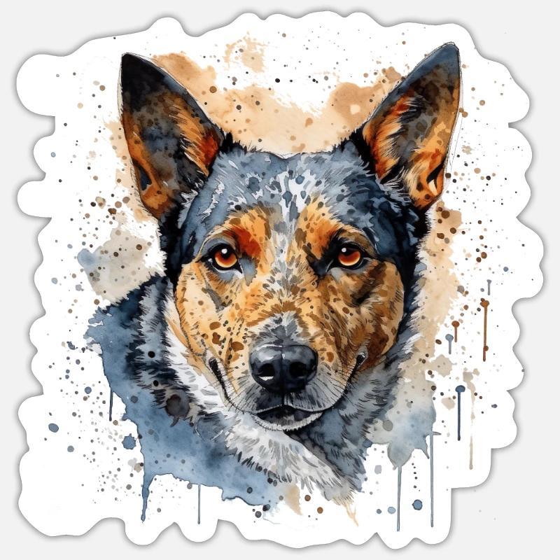Bouvier australien - Sticker taille S (10 x 10 cm) - blanc mat