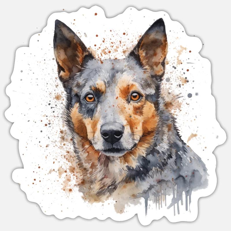 Australian Cattle Dog - Sticker Größe S (10 x 10 cm) - Mattweiß
