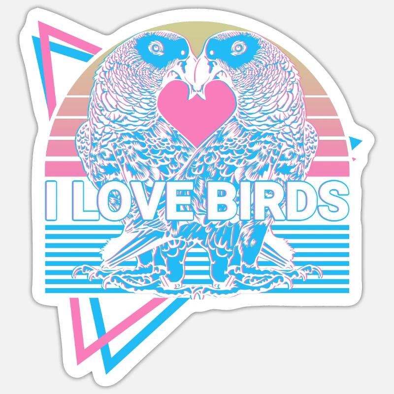 Parakeet Parrot Retro - Sticker size S (10 x 10 cm) - white matte