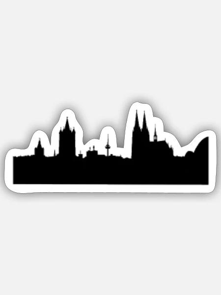 Kölner Skyline Outfit Kölle Fan-s Geschenkidee - Sticker Größe S (10 x 10 cm) - Mattweiß