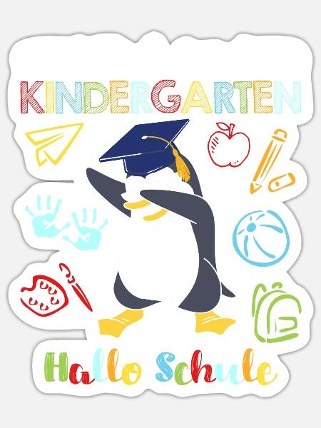Tschüss Kindergarten Hallo Schule 1. Klasse - Sticker Größe S (10 x 10 cm) - Mattweiß