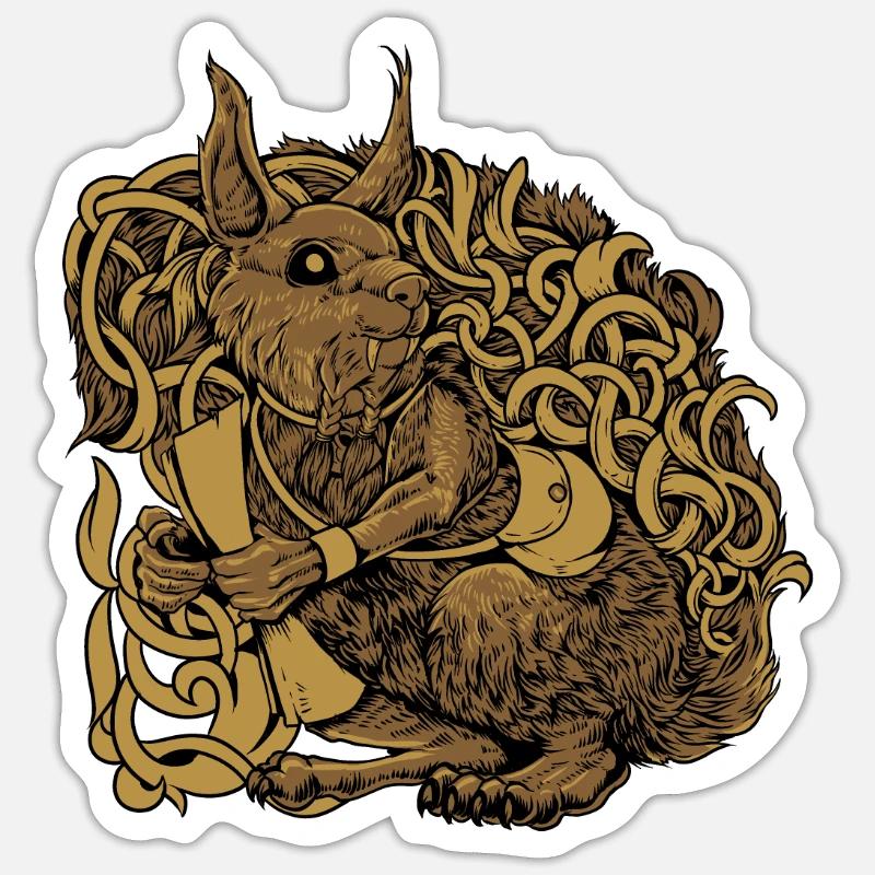 Dessin du Ratatöskr - Sticker taille S (10 x 10 cm) - blanc mat