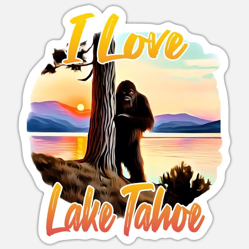 J’adore le lac Tahoe - Sticker taille S (10 x 10 cm) - blanc mat