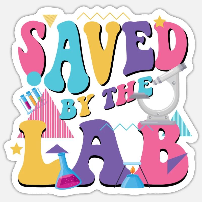 Gespeichert durch die Labor -Retro Lab Tech Lab We - Sticker Größe S (10 x 10 cm) - Mattweiß