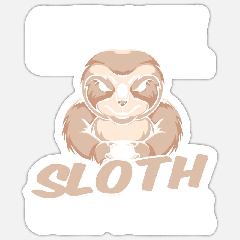 Sloth Funny Sloth Baseball - Sticker taille S (10 x 10 cm) - blanc mat