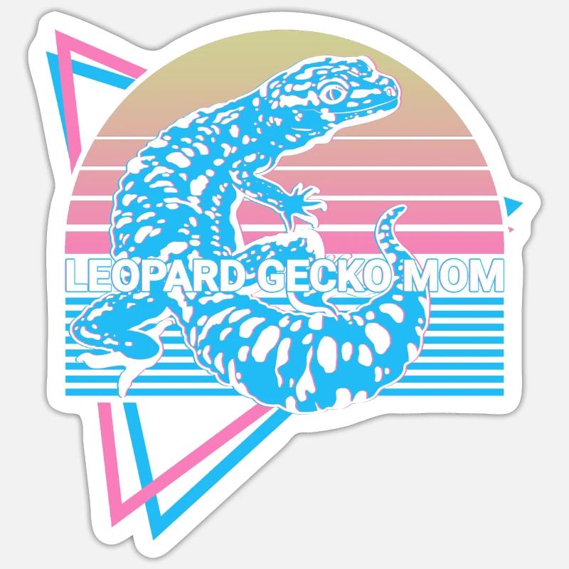 Leopard Gecko Mama Retro - Sticker size S (10 x 10 cm) - white matte