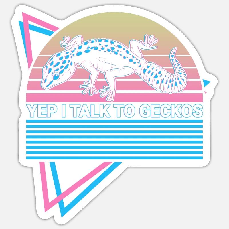 Leopard Gecko Retro - Sticker Größe S (10 x 10 cm) - Mattweiß