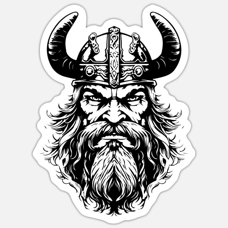 Wikinger Helm Valhalla - Sticker Größe S (10 x 10 cm) - Mattweiß