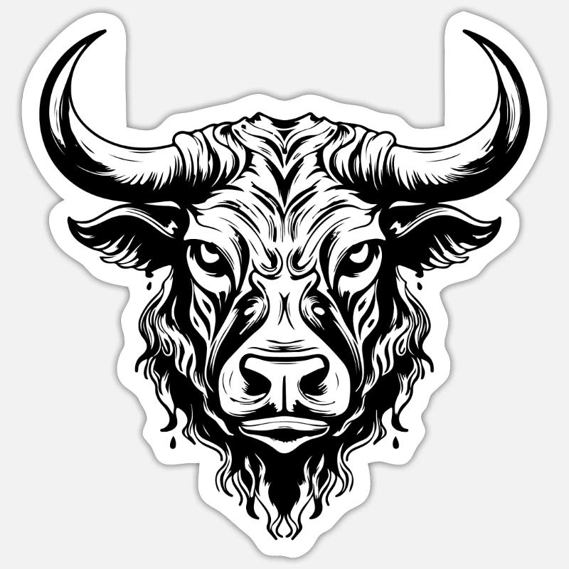 Bulle Kopf Stier Taurus - Sticker Größe S (10 x 10 cm) - Mattweiß