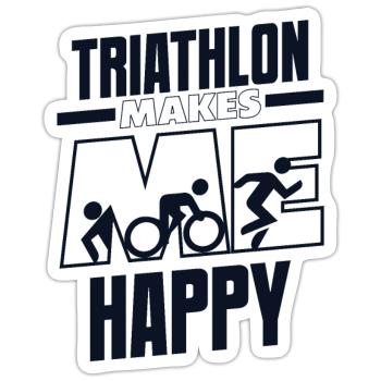 Triathlon Makes Me Happy Training Triathlonrad - Sticker Größe S (10 x 10 cm) - Mattweiß - Vorne