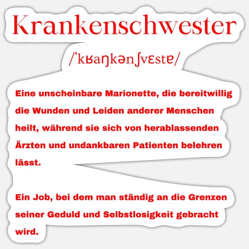 Krankenschwester Definition - Sticker Größe S (10 x 10 cm) - Mattweiß