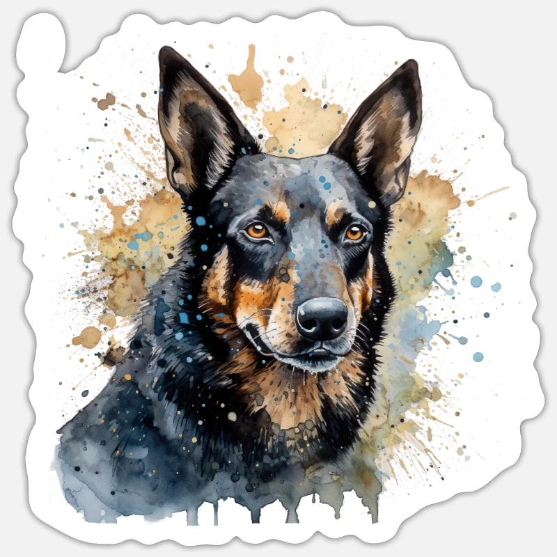 Australian Kelpie - Sticker Größe S (10 x 10 cm) - Mattweiß