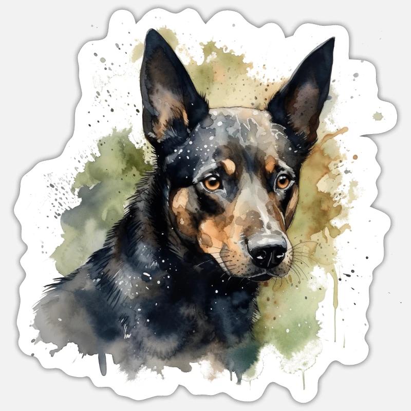Australian Kelpie - Sticker Größe S (10 x 10 cm) - Mattweiß