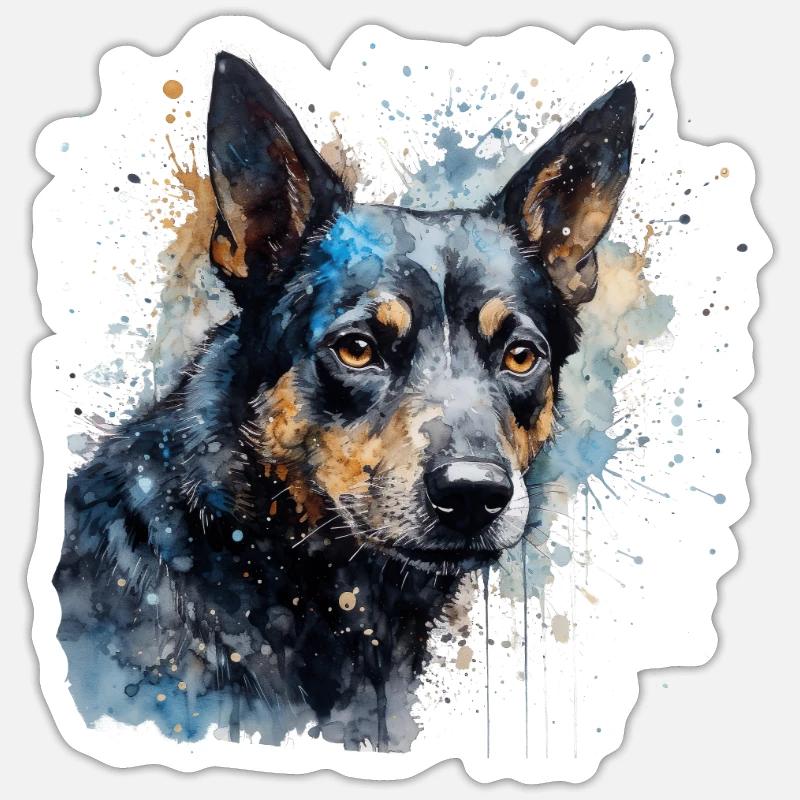 Australian Kelpie - Sticker Größe S (10 x 10 cm) - Mattweiß