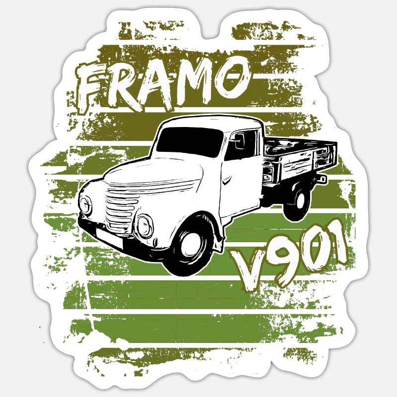 Framo pritsche Transporter Lkw DDR IFA Oldtimer - Sticker Größe S (10 x 10 cm) - Mattweiß