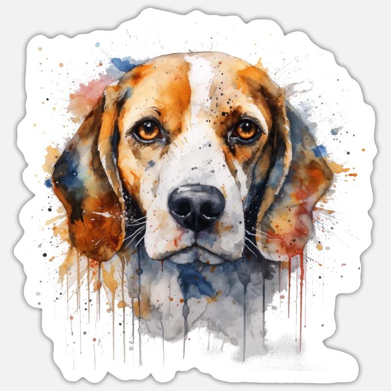 Beagle - Sticker taille S (10 x 10 cm) - blanc mat