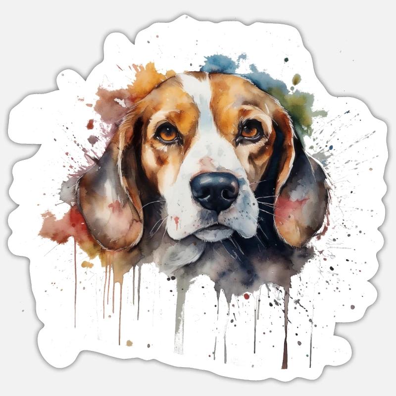 Beagle - Sticker Größe S (10 x 10 cm) - Mattweiß