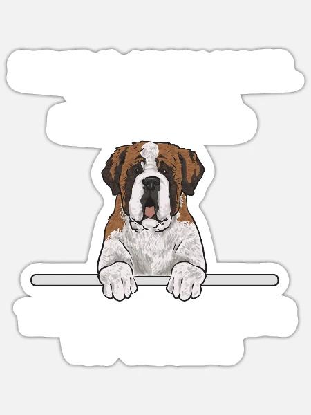 Bernhardiner St. Bernhardshund Hund - Sticker Größe S (10 x 10 cm) - Mattweiß