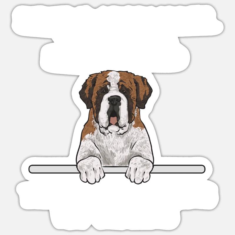 Saint-Bernard Chien Saint-Bernard - Sticker taille S (10 x 10 cm) - blanc mat