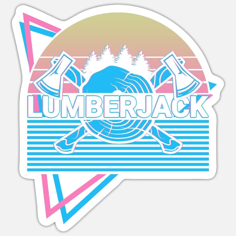 Bûcheron Menuiserie Rétro Sticker taille S (10 x 10 cm)