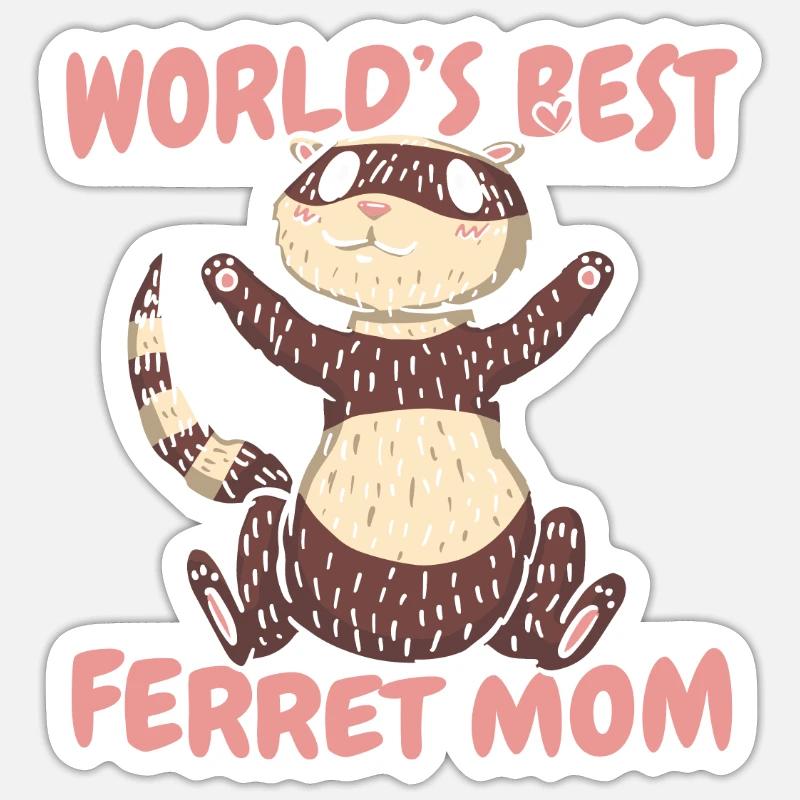 Frettchen Iltis Mutter - Sticker Größe S (10 x 10 cm) - Mattweiß