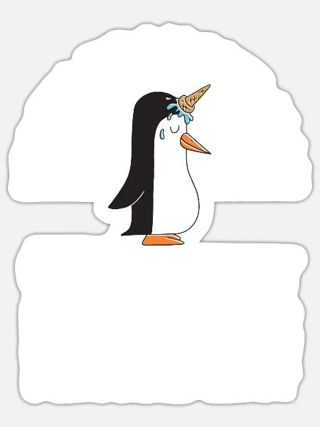 Tiermotiv Einhorn Eis Pinguin - Sticker Größe S (10 x 10 cm) - Mattweiß