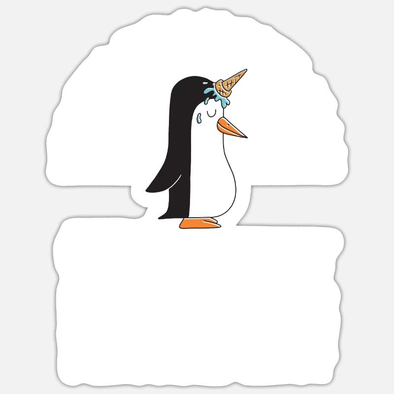 Tiermotiv Einhorn Eis Pinguin - Sticker Größe S (10 x 10 cm) - Mattweiß