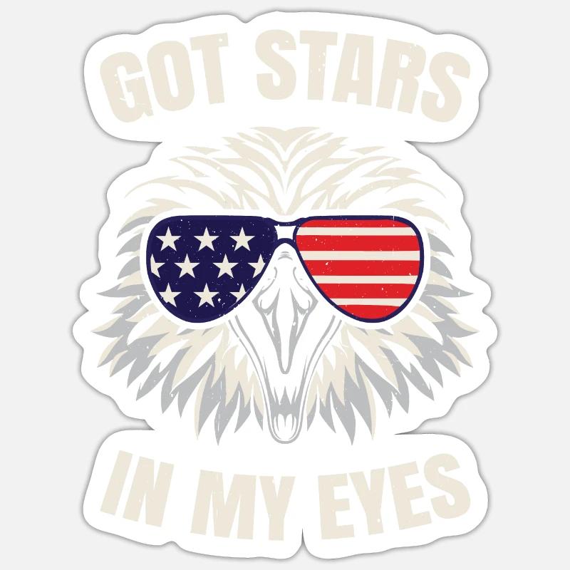 American Flag 4th July Bald Eagle - Sticker size S (10 x 10 cm) - white matte