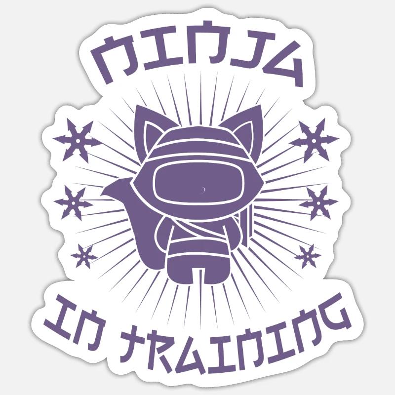 Ninja katze Ninja in Training Sticker Größe S (10 x 10 cm)