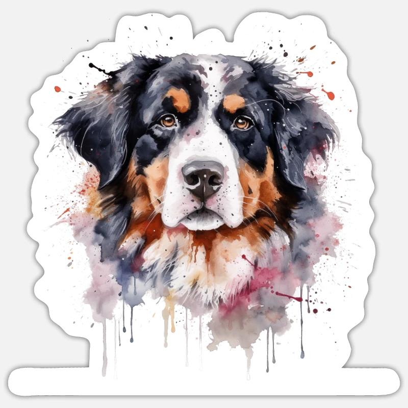 Bernese Mountain Dog - Sticker Größe S (10 x 10 cm) - Mattweiß