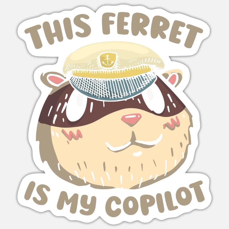 Frettchen Iltis Kopilot Sticker Größe S (10 x 10 cm)