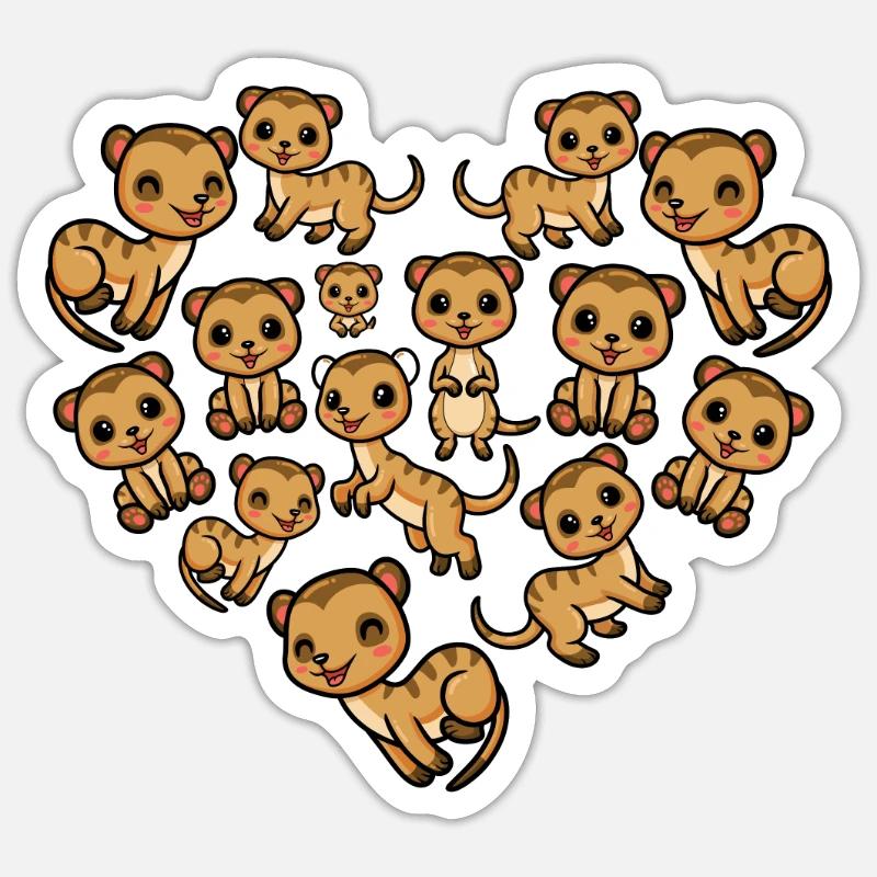 Mungusten Mungos Erdmännchen - Sticker Größe S (10 x 10 cm) - Mattweiß