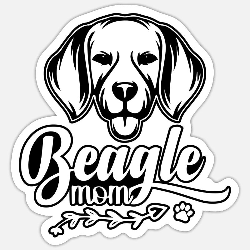 Maman Beagle - Sticker taille S (10 x 10 cm) - blanc mat