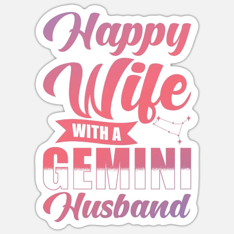 Zwillinge Glückliche Frau mit Wasserman Ehemann - Sticker Größe S (10 x 10 cm) - Mattweiß