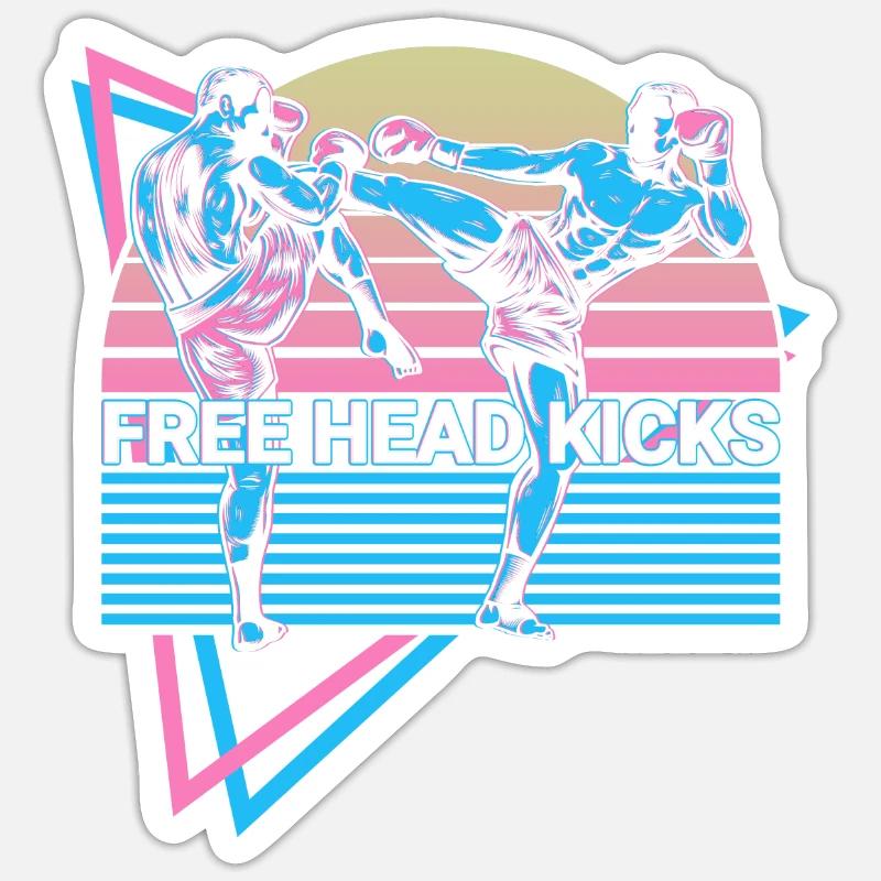 Muay Thai Kickboxing Retro - Sticker size S (10 x 10 cm) - white matte