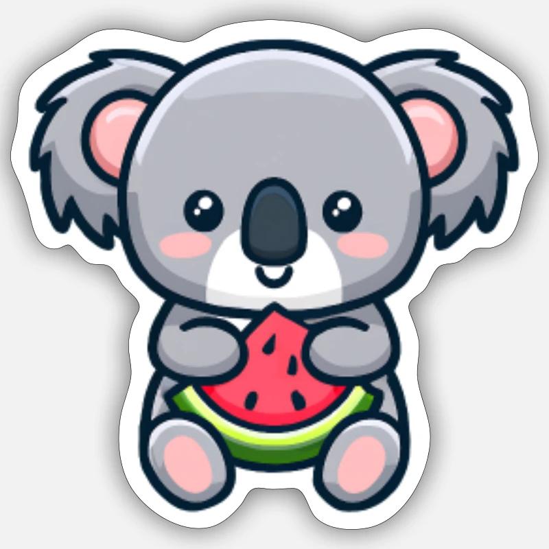 Koala mange la poche de pastèque Sticker taille S (10 x 10 cm)