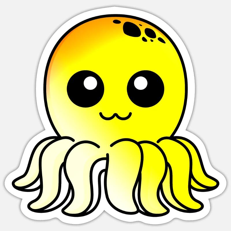 Krake Comic Tier - Sticker Größe S (10 x 10 cm) - Mattweiß