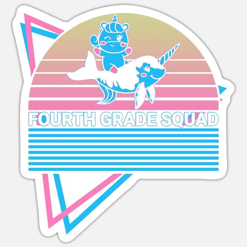Narwal Retro - Sticker Größe S (10 x 10 cm) - Mattweiß