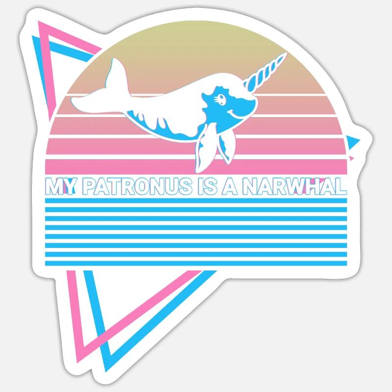 Narwal Retro - Sticker Größe S (10 x 10 cm) - Mattweiß