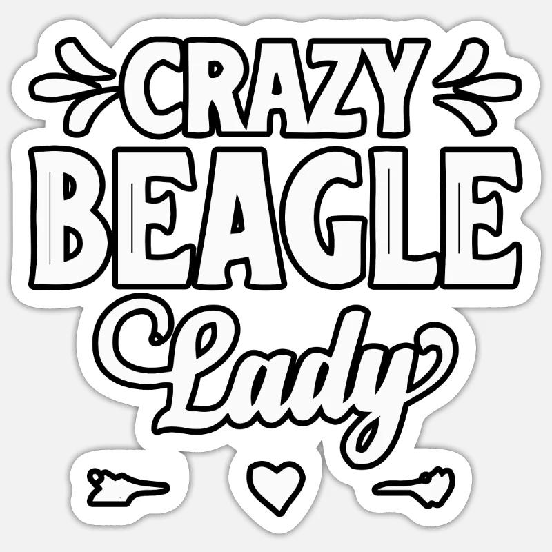 Crazy beagle lady - Sticker size S (10 x 10 cm) - white matte
