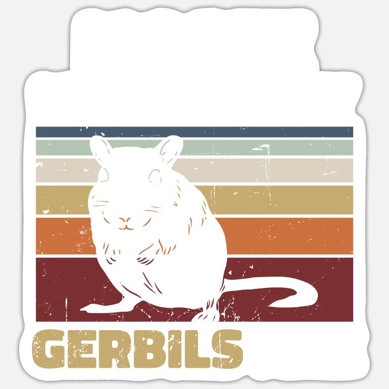 Gerbille - Sticker taille S (10 x 10 cm) - blanc mat