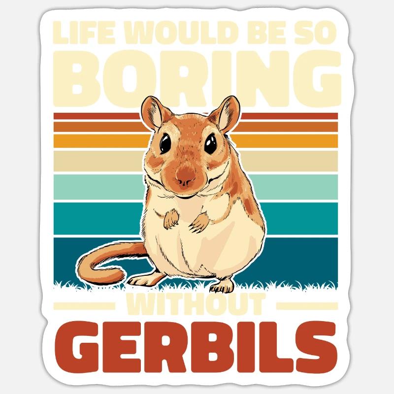 Gerbille - Sticker taille S (10 x 10 cm) - blanc mat