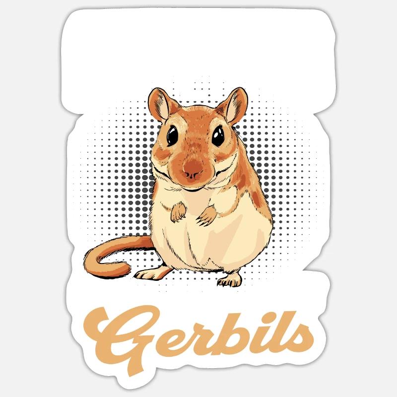 Gerbille - Sticker taille S (10 x 10 cm) - blanc mat