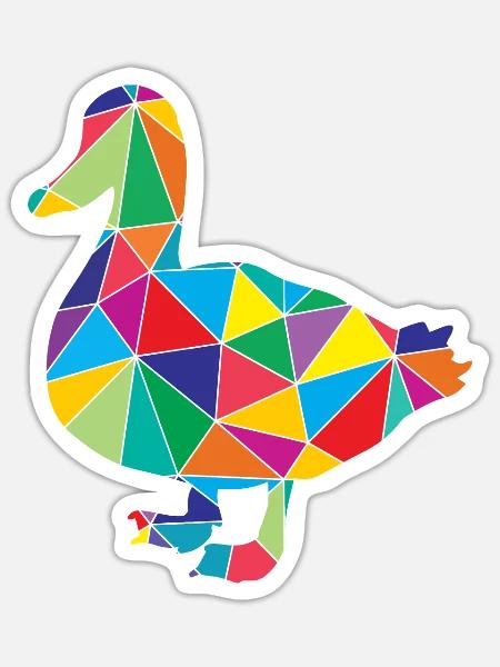 Low Poly Ente Geometrie Polygon Ente - Sticker Größe S (10 x 10 cm) - Mattweiß